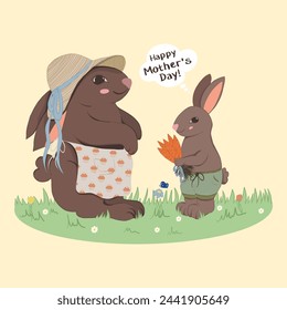 Cute bunnies illustration for mother’s day