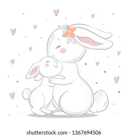 cute bunnies - mom and kids