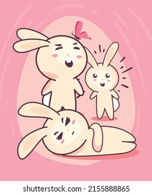 cute bunnies poster over pink