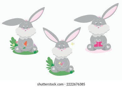 Conejo de conejo de conejillos pequeños aislado en un fondo blanco. Ilustración vectorial dibujada por mano