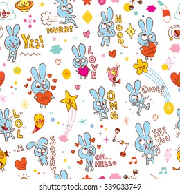 cute bunnies seamless pattern