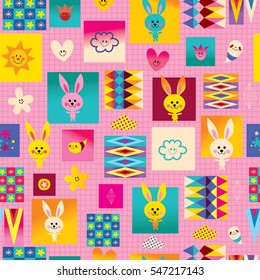 cute bunnies seamless pattern
