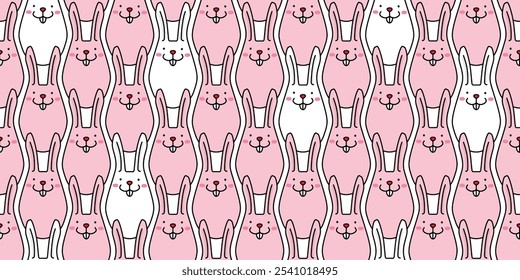 Cute bunnies with seamless pattern design. Flat vector illustration for kids and cartoon style.