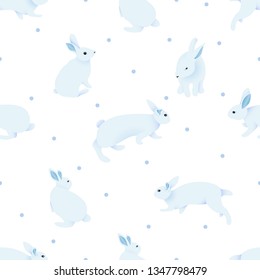 Cute bunnies seamless pattern. Easter holiday design element. Vector illustration isolated on white background.