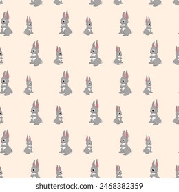 Cute Bunnies Seamless Vector Pattern Design