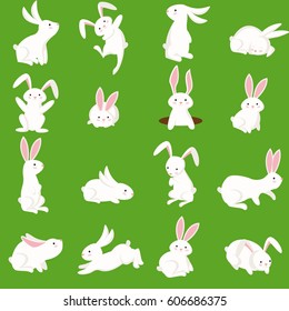 Cute bunnies set, vector illustration. Easter rabbit collection