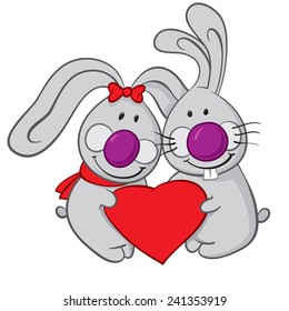 cute bunnies for a Valentine card