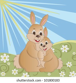 A cute bunnies, vector Illustration