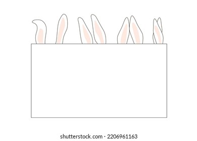 Cute  bunnies with  white sheet for text. Funny rabbits with white banner.