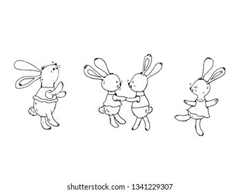 Cute bunnies.Vector illustration.