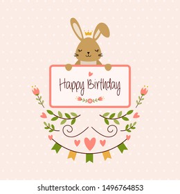 Cute bunnny vector illustration greetings happy birthday