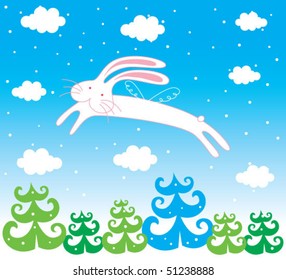 cute bunny angel in the christmas day