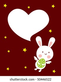 cute bunny angel easter tag greeting