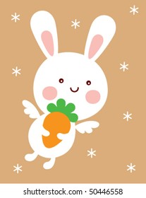 cute bunny angel easter tag greeting