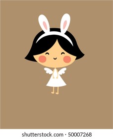 cute bunny angel greeting