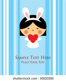 cute bunny angel greeting card