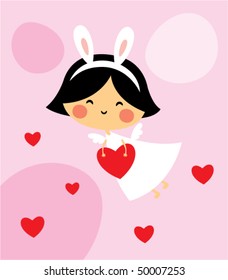 cute bunny angel valentine greeting