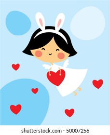 cute bunny angel valentine greeting