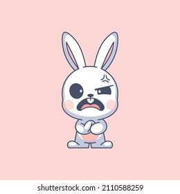 The cute bunny is angry