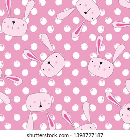 Cute bunny animal faces. Perfect for kids design, fabric, wrapping, wallpaper, textile, apparel