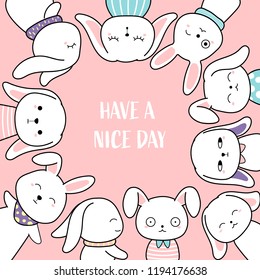Cute bunny animal hand drawn style. Vector illustration design.