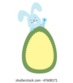 Cute bunny appear on an egg shape template with space for text.