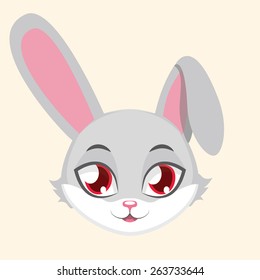 Cute bunny avatar with flat colors