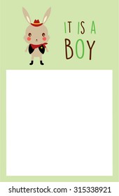 cute bunny it is a baby boy announcement card