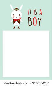 cute bunny it is a baby boy announcement card