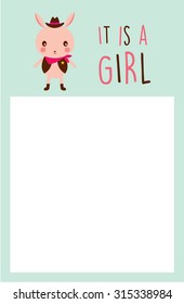 cute bunny it is a baby girl announcement card