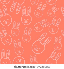 Cute Bunny. Cute baby rabbit. Vector seamless pattern background. Textile printing.