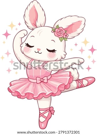 Cute Bunny Ballerina Cartoon Vector Transparent Background