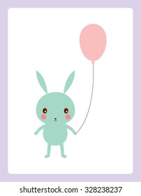 cute bunny with balloon