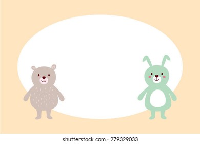 cute bunny and bear greeting card