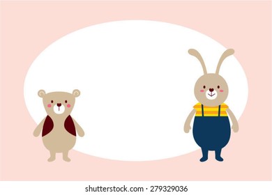 cute bunny and bear greeting card