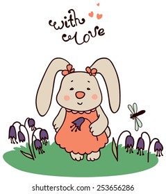 cute bunny, beautiful greeting card