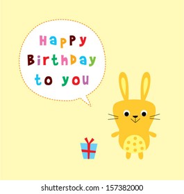 Cute Bunny Birthday Greeting Card Stock Vector (Royalty Free) 157382000 ...