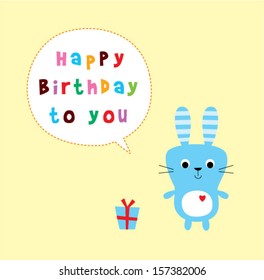 cute bunny birthday greeting card