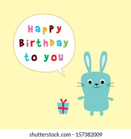 cute bunny birthday greeting card