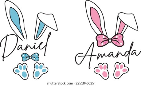 Cute Bunny Birthday Happy Name Plate