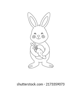 A cute bunny  in black and white colouring