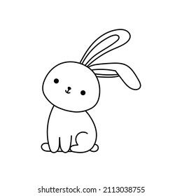 Cute Bunny Black White Doodle Rabbit Stock Vector (Royalty Free ...