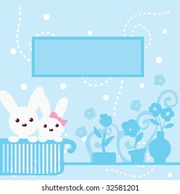 cute bunny blue background