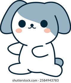 Cute Bunny with Blue Ears in Playful Pose Illustration