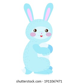 
cute bunny. blue hare. Forest animals. cute animals. easter bunny. stock vector illustration isolated on white background.