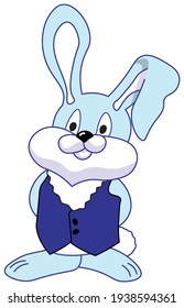 Cute bunny. Blue rabbit isolated on white