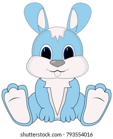cute Bunny blue sitting
