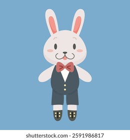 cute bunny boy in flat vector design