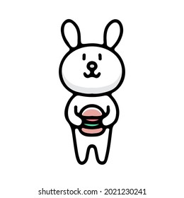 cute bunny with burger, illustration for stickers and t shirt.