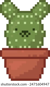 cute bunny cactus vector pixel art 